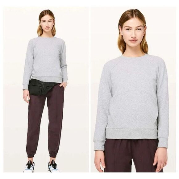 Lululemon Catch A Moment Crew Sweatshirt Size 4 Heathered Core Light Grey - Picture 3 of 8